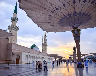 The Prophet's Mosque courtyard in Madinah