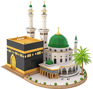 Kaaba and mosque illustration